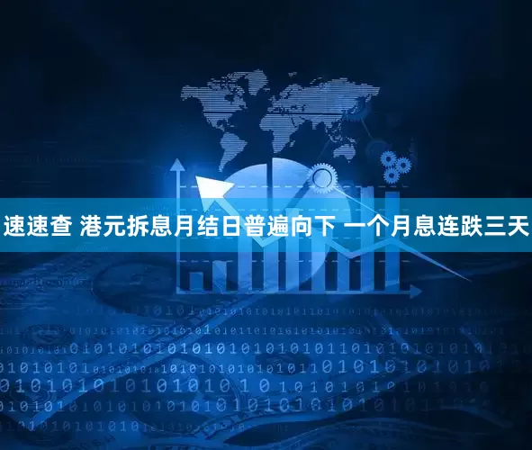 速速查 港元拆息月结日普遍向下 一个月息连跌三天